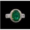 Image 2 : 14KT Two-Tone 3.39 ctw Emerald and Diamond Ring