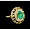 Image 1 : 14KT Yellow Gold 2.28 ctw Emerald and Diamond Ring