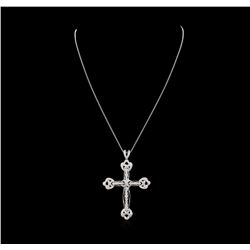 0.77 ctw Diamond Cross Pendant With Chain - 18KT White Gold