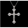 Image 2 : 0.77 ctw Diamond Cross Pendant With Chain - 18KT White Gold
