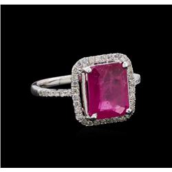 4.40 ctw Ruby and Diamond Ring - 14KT White Gold