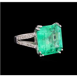 18.15 ctw Emerald and Diamond Ring - 14KT White Gold