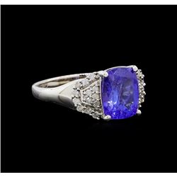 2.51 ctw Tanzanite and Diamond Ring - 14KT White Gold