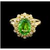 Image 2 : 2.88 ctw Tsavorite and Diamond Ring - 14KT Yellow Gold