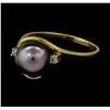 Image 1 : Pearl and Diamond Ring - 14KT Yellow and White Gold