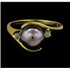 Image 2 : Pearl and Diamond Ring - 14KT Yellow and White Gold