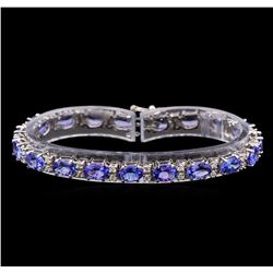 14KT White Gold 15.01 ctw Tanzanite and Diamond Bracelet