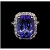 Image 2 : 13.90 ctw Tanzanite and Diamond Ring - 14KT White Gold