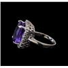 Image 3 : 13.90 ctw Tanzanite and Diamond Ring - 14KT White Gold