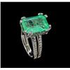 Image 4 : GIA Cert 5.99 ctw Emerald and Diamond Ring - 14KT White Gold