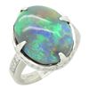 Image 1 : 7.18 ctw Australian Black Opal and Diamond Ring - 18KT White Gold