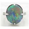 Image 8 : 7.18 ctw Australian Black Opal and Diamond Ring - 18KT White Gold