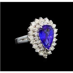 14KT White Gold 3.11 ctw Tanzanite and Diamond Ring