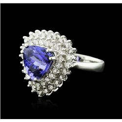 14KT White Gold 4.94 ctw Tanzanite and Diamond Ring