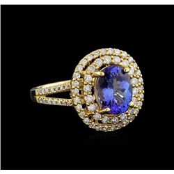 14KT Yellow Gold 2.37 ctw Tanzanite and Diamond Ring