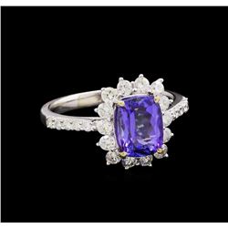 14KT White Gold 1.80 ctw Tanzanite and Diamond Ring