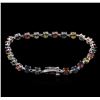 Image 2 : 10.35 ctw Multi Color Sapphire Bracelet - 14KT White Gold
