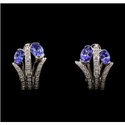 14KT White Gold 2.54 ctw Tanzanite and Diamond Earrings