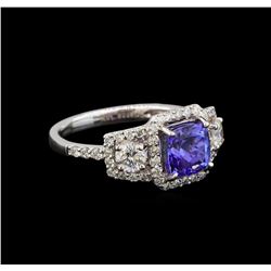 18KT White Gold 1.41 ctw Tanzanite and Diamond Ring