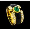 Image 4 : 0.86 ctw Emerald and Diamond Ring - 18KT Yellow Gold