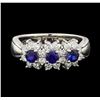 Image 2 : 0.56 ctw Sapphire and Diamond Ring - Platinum
