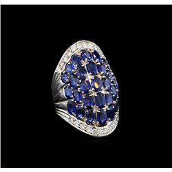 14KT White Gold 7.25 ctw Sapphire and Diamond Ring