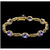 9.45 ctw Tanzanite and Diamond Bracelet - 14KT Yellow Gold