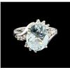 Image 2 : 3.8 ctw Aquamarine and Diamond Ring - 14KT White Gold