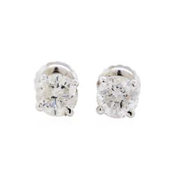 1.00 ctw Diamond Stud Earrings - 14KT White Gold