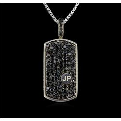 3.00 ctw Black Diamond Pendant With Chain - SILVER