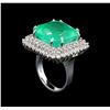 Image 4 : GIA Cert 20.96 ctw Emerald and Diamond Ring - 14KT White Gold