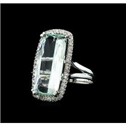 GIA Cert 9.59 ctw Aquamarine and Diamond Ring - 14KT White Gold