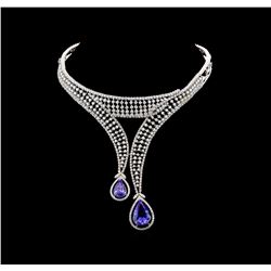 GIA Cert 33.80 ctw Tanzanite and Diamond Jewelry Suite - 14-18KT White Gold