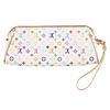 Image 2 : Louis Vuitton White Leather Multi-Color Monogram Zippered Clutch