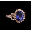 Image 1 : 3.93 ctw Tanzanite and Diamond Ring - 14KT Rose Gold