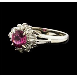 0.74 ctw Ruby and Diamond Ring - Platinum