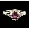 Image 2 : 0.74 ctw Ruby and Diamond Ring - Platinum