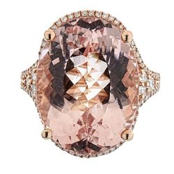 17.63 ctw Morganite and Diamond Ring - 14KT Rose Gold