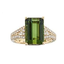 5.83 ctw Tourmaline and Diamond Ring - 14KT Yellow Gold