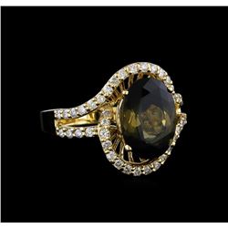 4.85 ctw Tourmaline and Diamond Ring - 14KT Yellow Gold