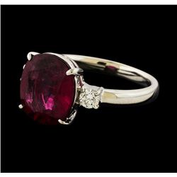 3.56 ctw Pink Tourmaline and Diamond Ring - Platinum