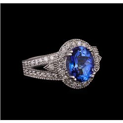 14KT White Gold 3.14 ctw Tanzanite and Diamond Ring