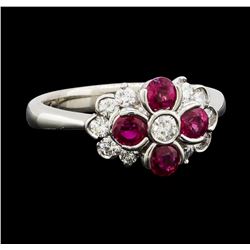 0.74 ctw Ruby and Diamond Ring - Platinum