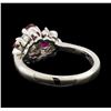 Image 3 : 0.74 ctw Ruby and Diamond Ring - Platinum