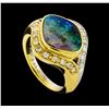 Image 4 : Boulder Opal and Diamond Ring - 18KT Yellow Gold and Platinum