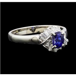 0.74 ctw Sapphire and Diamond Ring - Platinum