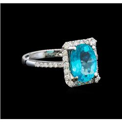 2.28 ctw Paraiba Tourmaline and Diamond Ring - 18KT White Gold