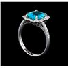 Image 4 : 2.28 ctw Paraiba Tourmaline and Diamond Ring - 18KT White Gold