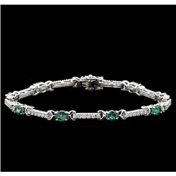 3.13 ctw Alexandrite and Diamond Bracelet - 14KT White Gold