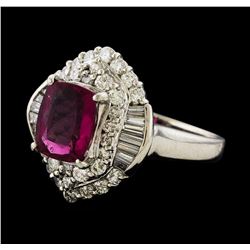 2.45 ctw Pink Tourmaline and Diamond Ring - Platinum